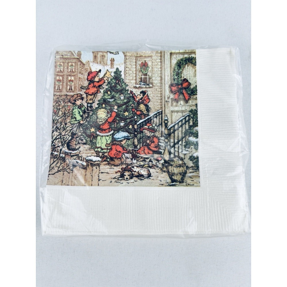 16 Vintage Beverage Christmas Holiday Paper Napkins - 1987 Potpourri Press NOS